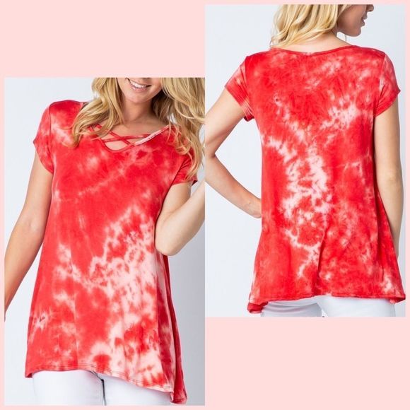 Coral TIE-DYE Tee - Picture 1 of 7